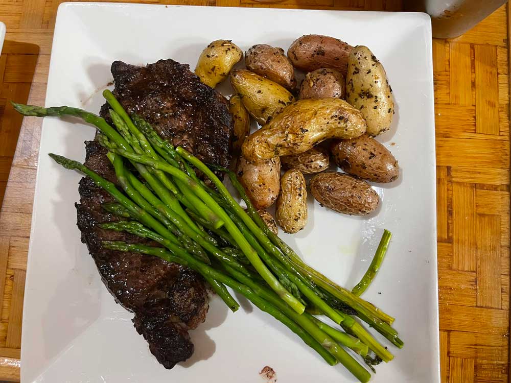 Satisfy your craving for steak and potatoes at Cheers in Concord! Served how you like it with asparagus on the side.